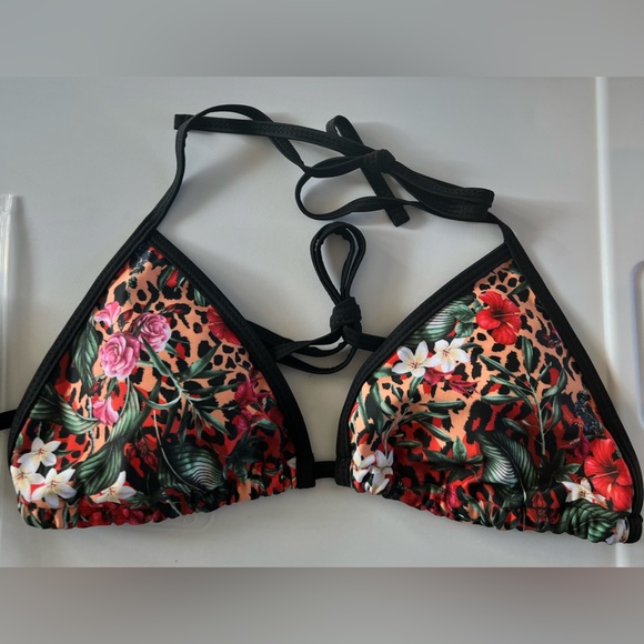 Multicolor Leopard Floral Print Halter Side Tie Cheeky Bikini Set - Picture 2 of 10